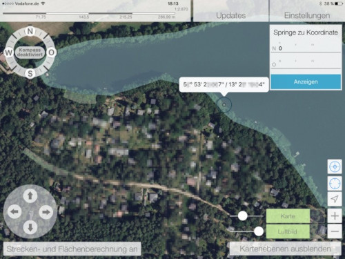 Luftbildansicht mit Koordinaten (App)
